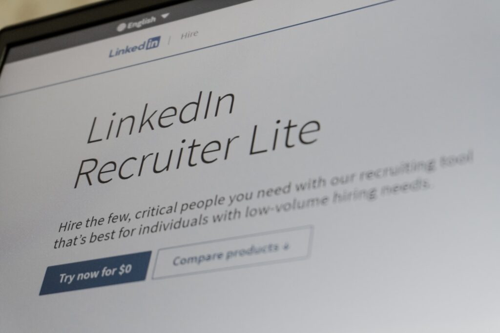 Linkedin recruiter lite website on a laptop screen.