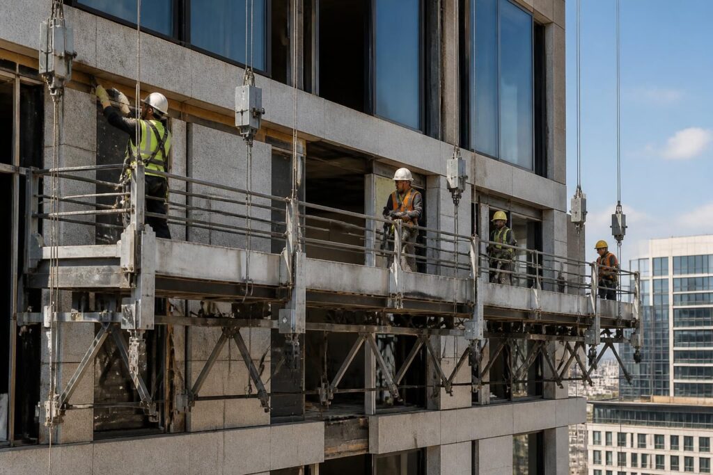 découvrez tout sur l'échafaudage console suspendue : ses usages, les meilleures marques disponibles et les options de location pour vos chantiers.