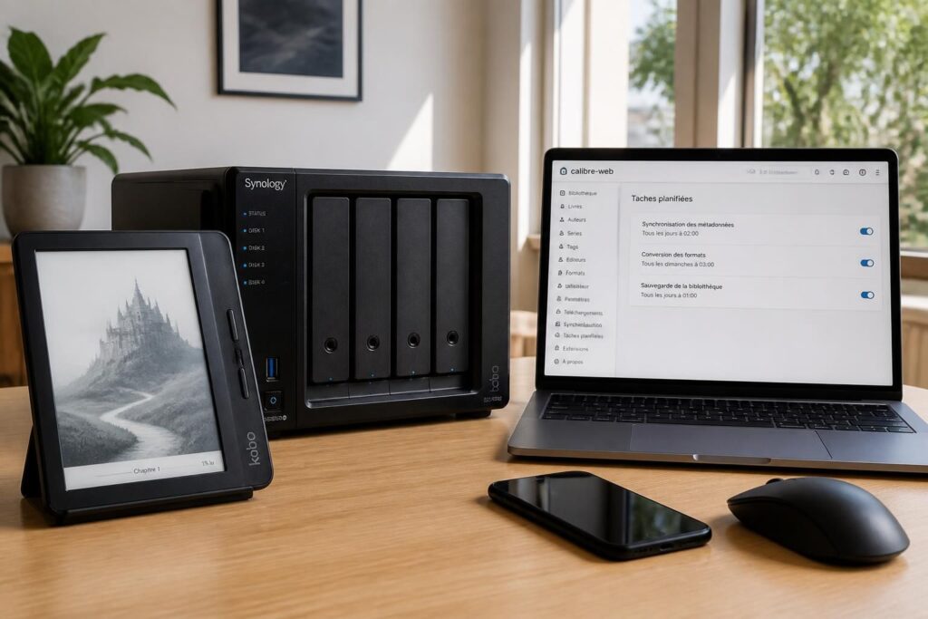 découvrez comment utiliser calibre-web avec synology et kobo, et explorez les options d'automatisation pour une gestion optimisée de votre bibliothèque numérique.